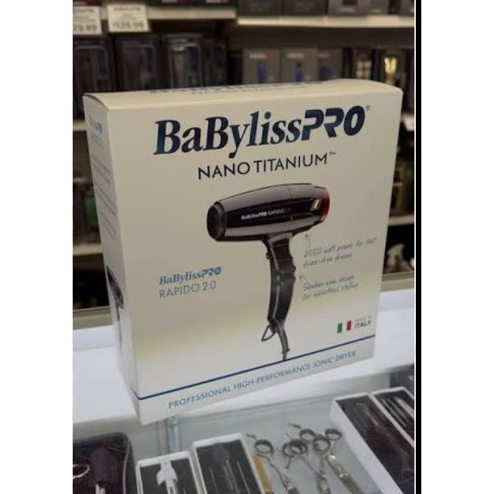 BaBylissPRO Rapido 2.0 Nano Titanium Hair Dryer Black 2000W 91676744